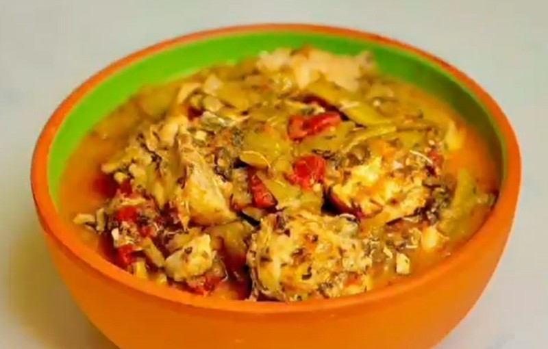 მწვანე ლობიოს ბორანო ქათმის ხორცით